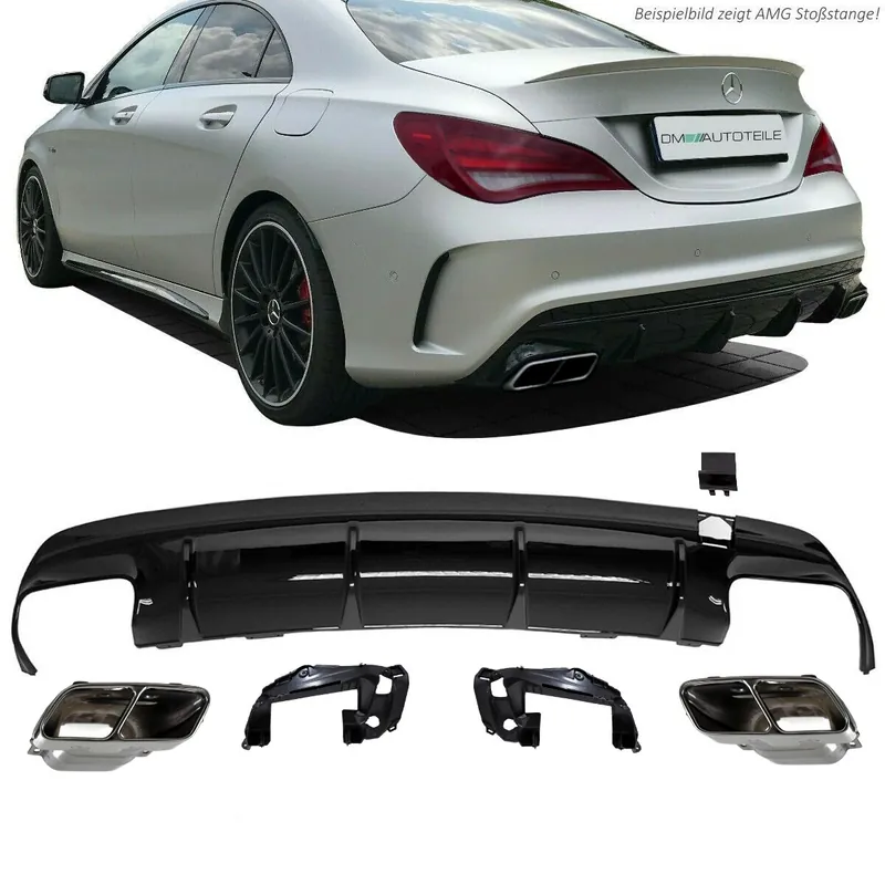 SET Sport Diffusor schwarz + Blenden Chrom passt für Mercedes W117 CLA AMG Sport nicht A45 Bj 13-16 Jetzt Bestellen
