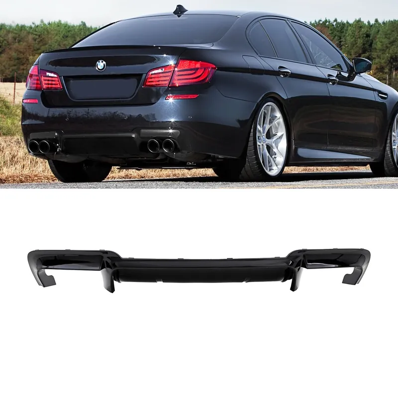 Umbau Heckdiffusor 4 Rohr Duplex Schwarz glanz 668 passt für BMW 5er F10 F11 M-Paket außer M5 Sale