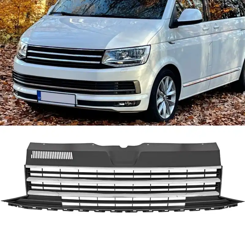 Expressversand Kühlergrill für VW T6 Bj 15-19 Front Grill schwarz chrom 3 Rippen