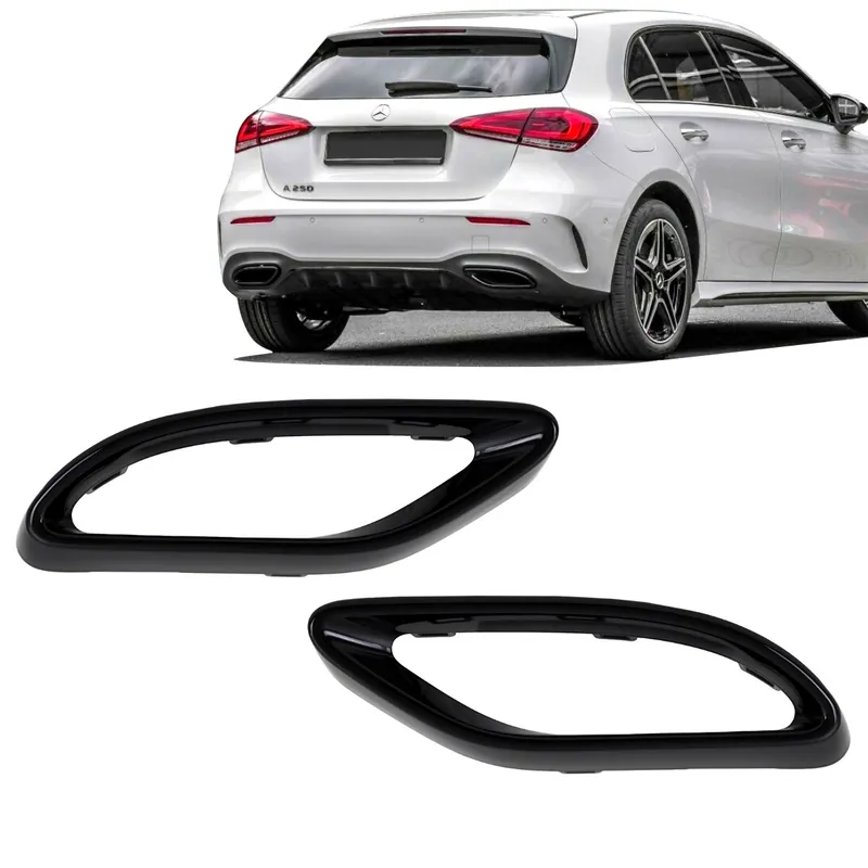 Sport-Auspuffblenden / Endrohrblenden / Endrohr SET in Schwarz Glanz für Mercedes A-Klasse W177 mit AMG-Paket Abverkauf