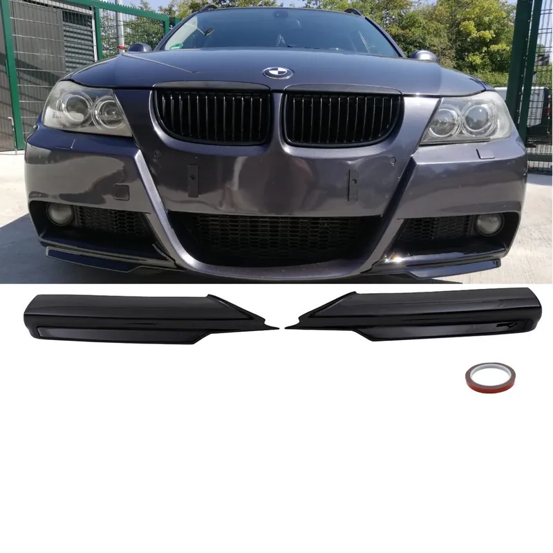 Set Sport Performance Flaps Splitters Lip Black gloss fits on BMW E90 E91 pre Facelift 05-08 M-Sport Bumper Rabatt