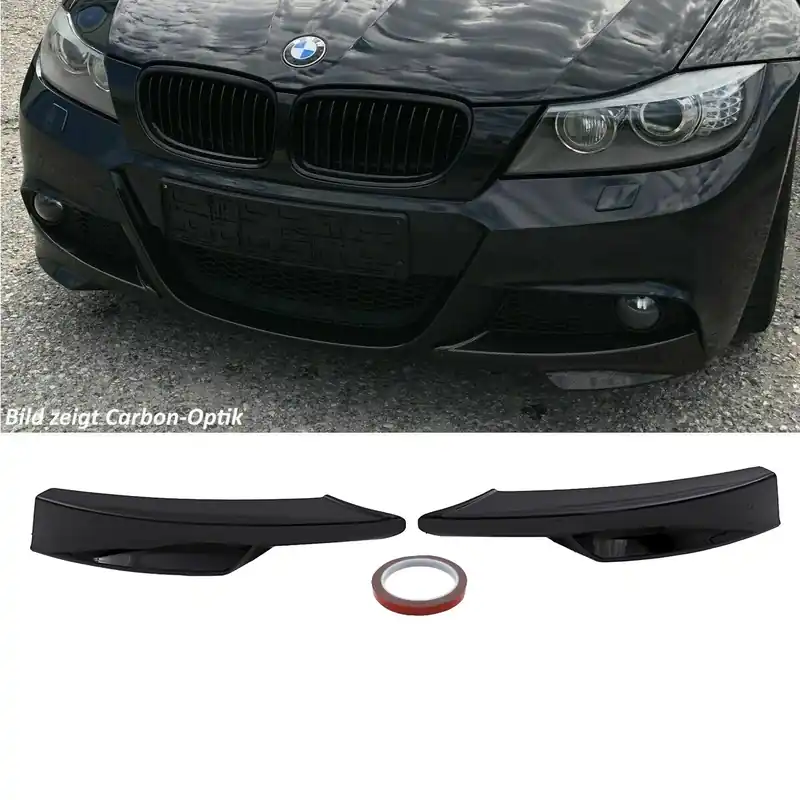 Ausverkauf Set Sport Performance Flaps Splitters Lip Black gloss fits on BMW E90 E91 Facelift M-Sport Bumper