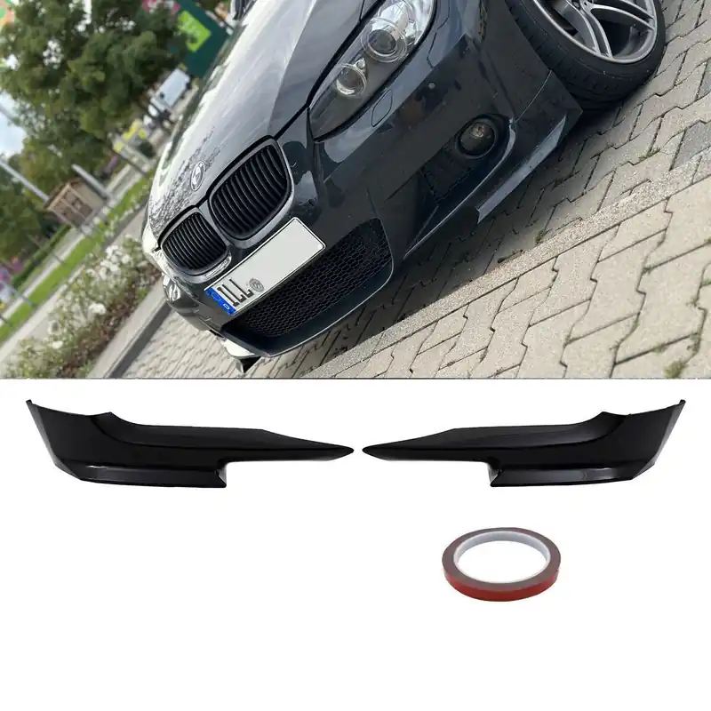 Neuheit Flaps SET / Frontspoiler / Frontlippe für BMW 3er E92 / E93 Vorfacelift mit M-Paket in Schwarz Glanz