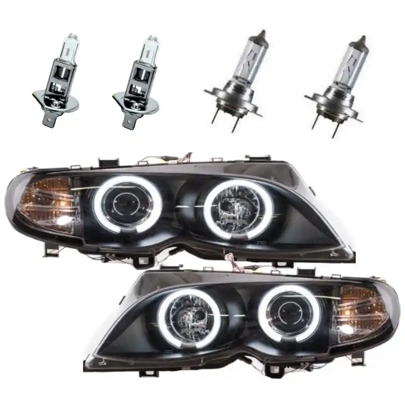 2x CCFL Angel Eyes Scheinwerfer Schwarz+PHILIPS PAKET passt für BMW E46 FACELIFT Garantierte Lieferung