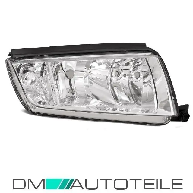 Markenware Skoda Fabia Scheinwerfer Rechts H7/H3 99-07 Chrom