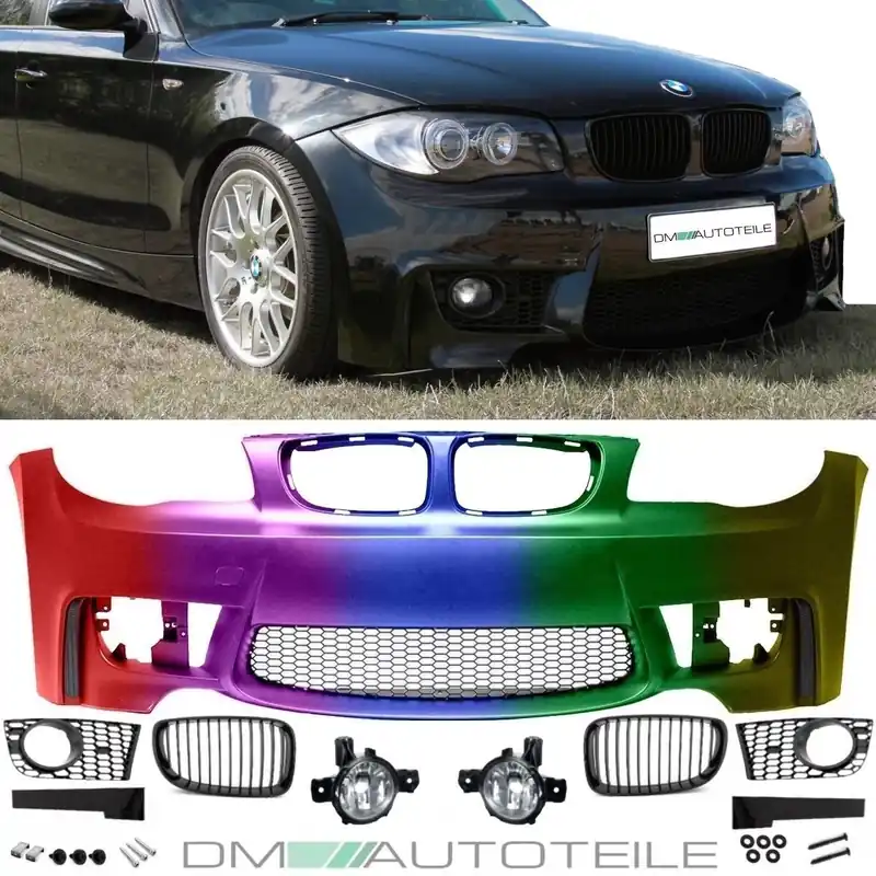 Set painted BMW E70 E81 E87 E88 Bumper + fog lights clear glass EVO M 04-11 Neu