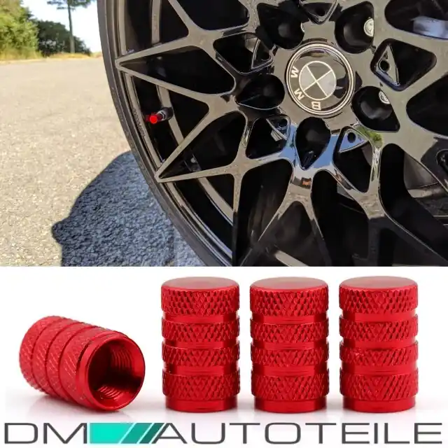 4 Ventilkappen Kappen SET Rot eloxiert für Autoventile Fahrrad Motorrad Bike Knallerangebot