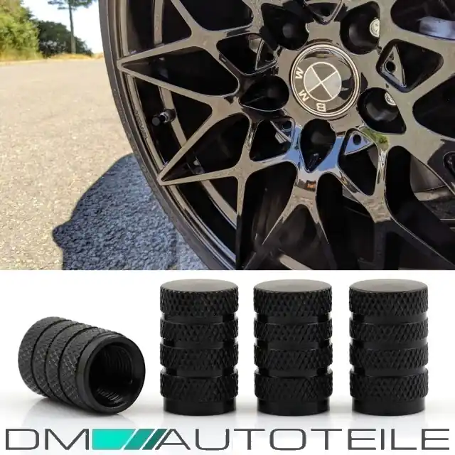 4 Ventilkappen Kappen SET Schwarz eloxiert für Autoventile Fahrrad Motorrad Bike Neue Kollektion