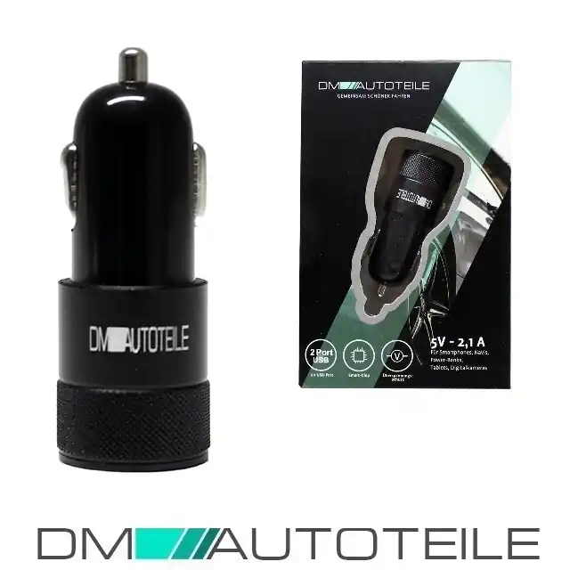 LED KFZ Auto 2 Dual 2.1 Ladegerät Zigarettenanzünder USB Adapter Schwarz PKW LKW 12V 24V Angebot